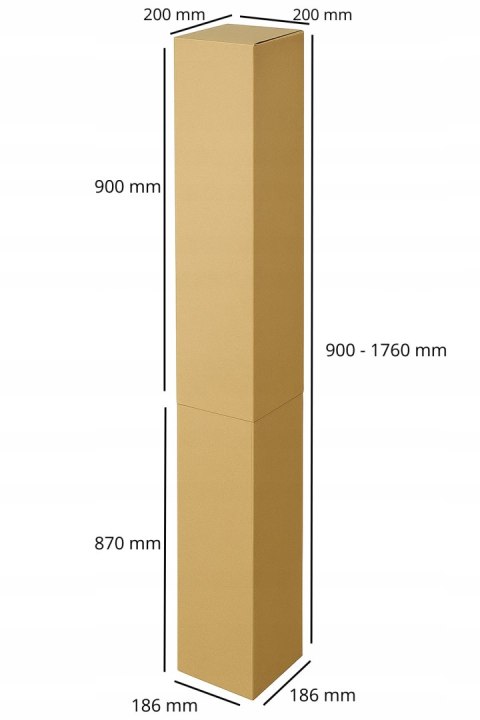 PUDEŁKO OPAKOWANIE TELESKOPOWE NA DRZEWKA 186x186x900/1760 SZARE 10 szt C PUDEŁKO OPAKOWANIE TELESKOPOWE NA DRZEWKA 186x186x900/1760 SZARE 10 szt C